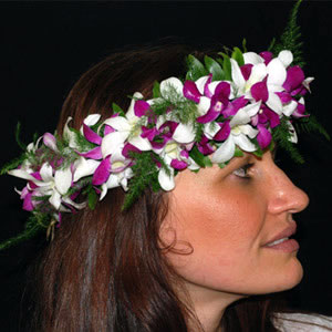 Fresh Dendrobium Orchid Haku Headband Aloha Hawaiian Flowers