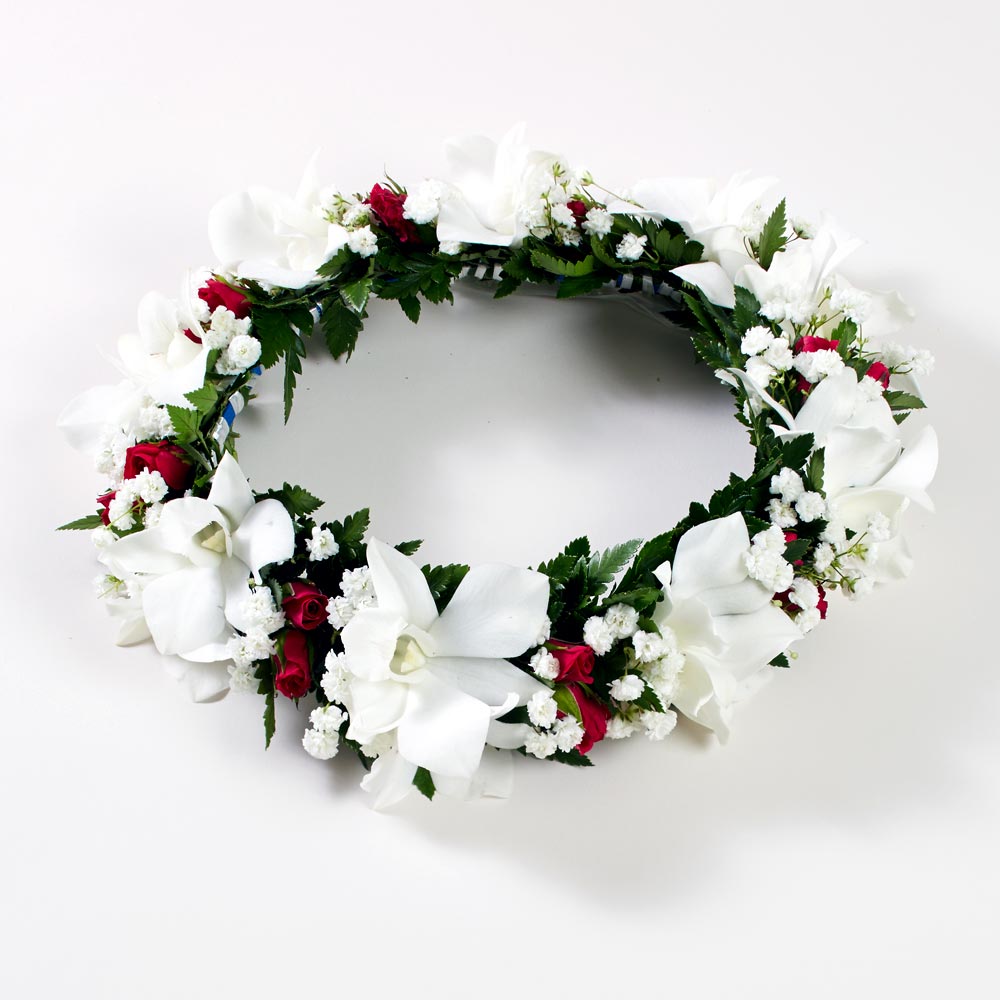 Fresh Dendrobium Orchid Haku Headband Aloha Hawaiian Flowers