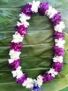 Triple Purple Orchid and Tuberose Lei