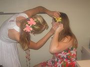 hawaiian flower lei bridesmaid