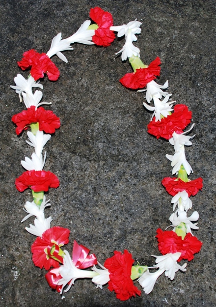 Red and White Carnation Ribbon Lei
